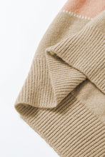 Load image into Gallery viewer, Dusty Pink Color Block Lantern Sleeve Drop Shoulder Sweater