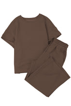 Load image into Gallery viewer, Gray Textured Loose Fit T Shirt & Drawstring Pants Set