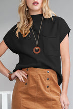 Load image into Gallery viewer, Pink Patch Pocket Ribbed Knit Short Sleeve Sweater