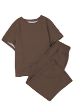 Load image into Gallery viewer, Gray Textured Loose Fit T Shirt & Drawstring Pants Set