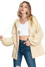 Load image into Gallery viewer, Green Flap Pockets Bishop Sleeve Zip Up Hoodie Jacket