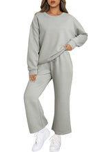 Load image into Gallery viewer, Dark Khaki Textured Loose Slouchy Long Sleeve Top and Pants Set