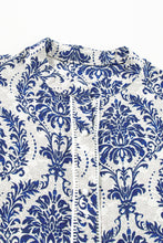 Load image into Gallery viewer, Sky Blue Ethnic Print Notch Neck Plus Size Shirt