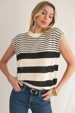 Load image into Gallery viewer, Black White Striped Sleeveless Knit Top