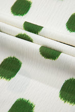 Load image into Gallery viewer, Apricot Polka Dot Print Smocked Notched Neck Balloon Sleeve Blouse