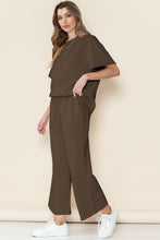Load image into Gallery viewer, Gray Textured Loose Fit T Shirt & Drawstring Pants Set