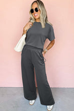 Load image into Gallery viewer, Dark Grey Crewneck Tee and Loose Pants Set