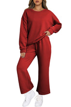 Load image into Gallery viewer, Dark Khaki Textured Loose Slouchy Long Sleeve Top and Pants Set