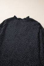 Load image into Gallery viewer, Black Plus Size Leopard Print Frill Notch V Neck Blouse