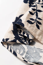 Load image into Gallery viewer, Black Boho Floral Pleated V Neck Lantern Sleeve Shirt