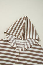 Load image into Gallery viewer, Brown Stripe Drop Sleeve Plus Size Henley Hoodie