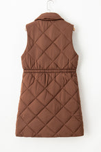 Load image into Gallery viewer, Coffee Puffer Quilted Stand Collar Pocketed Vest Coat