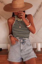 Load image into Gallery viewer, Black Stripe Crew Neck Slim Fit Sweater Vest