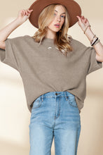 Load image into Gallery viewer, Coffee Mock Neck Short Batwing Sleeve Sweater