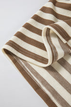 Load image into Gallery viewer, Brown Stripe Drop Sleeve Plus Size Henley Hoodie