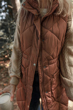 Load image into Gallery viewer, Coffee Puffer Quilted Stand Collar Pocketed Vest Coat