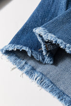 Load image into Gallery viewer, Sail Blue High Waist Button Raw Hem Jeans