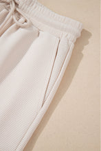 Load image into Gallery viewer, Apricot Textured Ruffle Sleeve Zipped Top and Wide Leg Pants Set