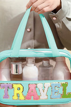 Load image into Gallery viewer, Black TRAVEL Chenille Letter Clear PVC Makeup Bag