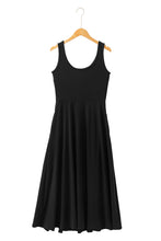 Load image into Gallery viewer, Black Sleeveless Scoop Neck Flared Split Midi Dress