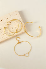 Load image into Gallery viewer, Gold Heart Geometric Knot Open Cuff Bracelet 4-piece Set