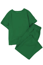 Load image into Gallery viewer, Gray Textured Loose Fit T Shirt & Drawstring Pants Set