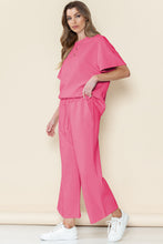 Load image into Gallery viewer, Gray Textured Loose Fit T Shirt & Drawstring Pants Set