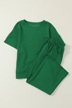 Load image into Gallery viewer, Gray Textured Loose Fit T Shirt & Drawstring Pants Set