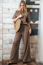 Load image into Gallery viewer, Smoke Gray Solid Color T-Shirt and Wide Leg Pants Set