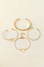 Load image into Gallery viewer, Gold Heart Geometric Knot Open Cuff Bracelet 4-piece Set