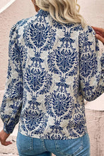 Load image into Gallery viewer, Sky Blue Ethnic Print Notch Neck Plus Size Shirt