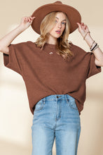 Load image into Gallery viewer, Coffee Mock Neck Short Batwing Sleeve Sweater