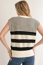 Load image into Gallery viewer, Black White Striped Sleeveless Knit Top