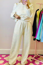 Load image into Gallery viewer, Beige Textured Puff Sleeve Top and Pants Set