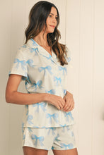 Load image into Gallery viewer, Yellow Bow Printed Short Sleeve Shirt Shorts Pajama Set
