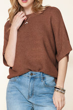 Load image into Gallery viewer, Coffee Mock Neck Short Batwing Sleeve Sweater
