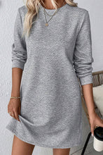 Load image into Gallery viewer, Gray Solid Color Textured Long Sleeve Shift Dress