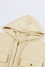 Load image into Gallery viewer, Green Flap Pockets Bishop Sleeve Zip Up Hoodie Jacket