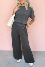 Load image into Gallery viewer, Dark Grey Crewneck Tee and Loose Pants Set