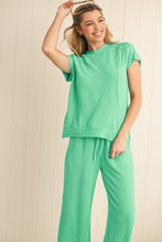 Load image into Gallery viewer, Wild Wind Solid Corded Short Sleeve T Shirt and Wide Leg Pants Set