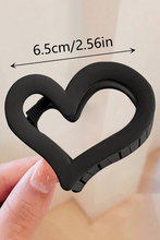 Load image into Gallery viewer, Black Simple Frosted Heart Shaped Hair Claw Clip