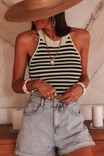 Load image into Gallery viewer, Black Stripe Crew Neck Slim Fit Sweater Vest