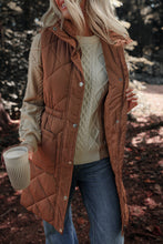Load image into Gallery viewer, Coffee Puffer Quilted Stand Collar Pocketed Vest Coat