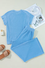Load image into Gallery viewer, Wild Wind Solid Corded Short Sleeve T Shirt and Wide Leg Pants Set