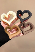 Load image into Gallery viewer, Black Simple Frosted Heart Shaped Hair Claw Clip