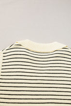 Load image into Gallery viewer, Black Stripe Turn-down Collar Sleeveless Knitted Top