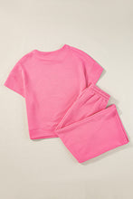 Load image into Gallery viewer, Gray Textured Loose Fit T Shirt & Drawstring Pants Set