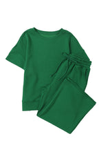 Load image into Gallery viewer, Gray Textured Loose Fit T Shirt & Drawstring Pants Set