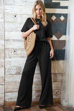 Load image into Gallery viewer, Smoke Gray Solid Color T-Shirt and Wide Leg Pants Set