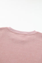 Load image into Gallery viewer, Pink Solid Ribbed Round Neck Pullover Sweatshirt